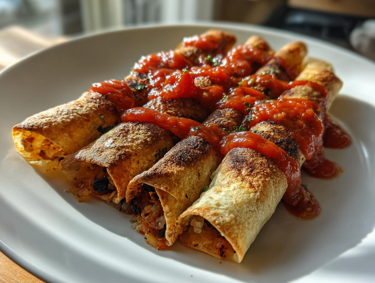Wicked Black Bean Taquitos with Salsa Roja in 40