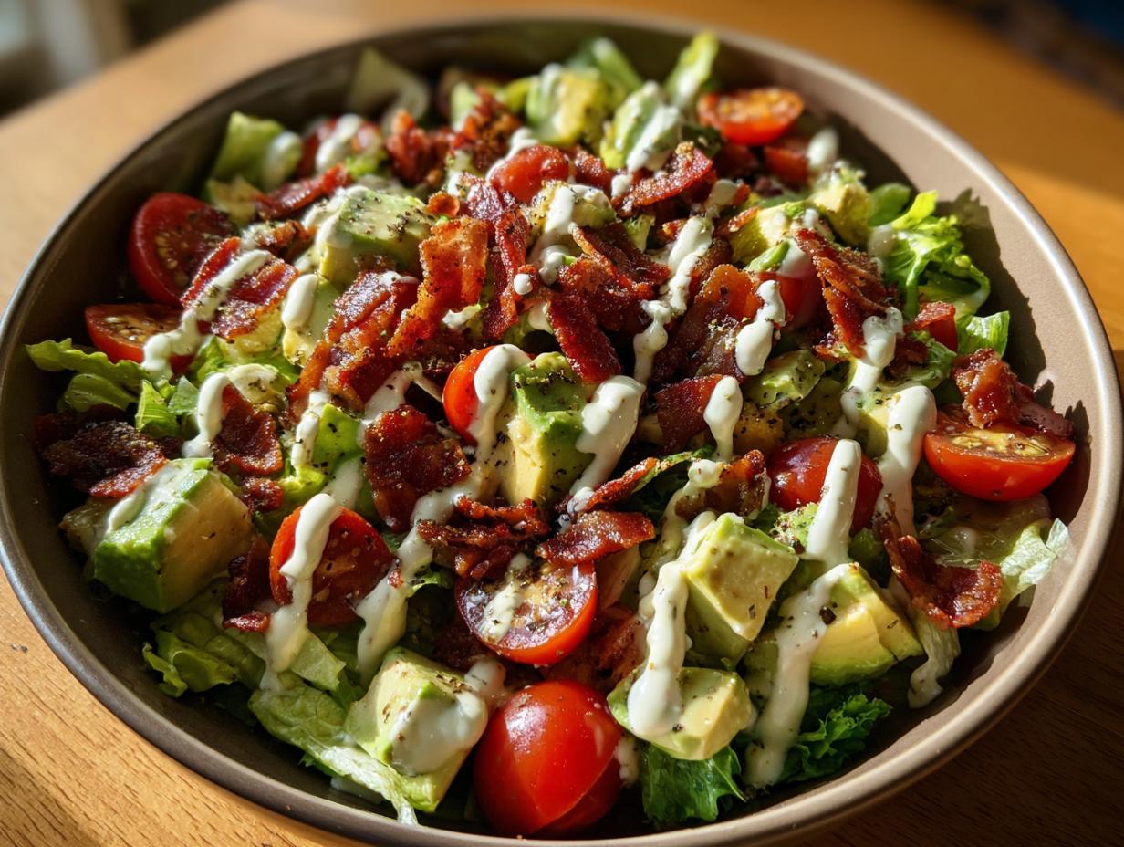 Amazing Creamy Avocado Vegetarian BLT Salad in 25