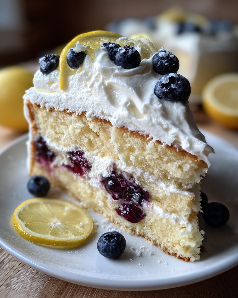 Creamy Whipped Lemon Blueberry Cake - detail 1