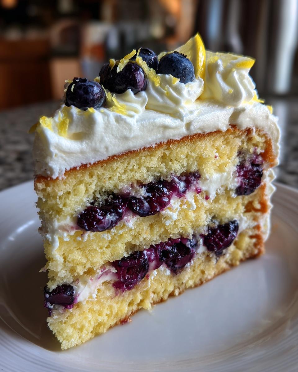 Creamy Whipped Lemon Blueberry Cake - detail 2