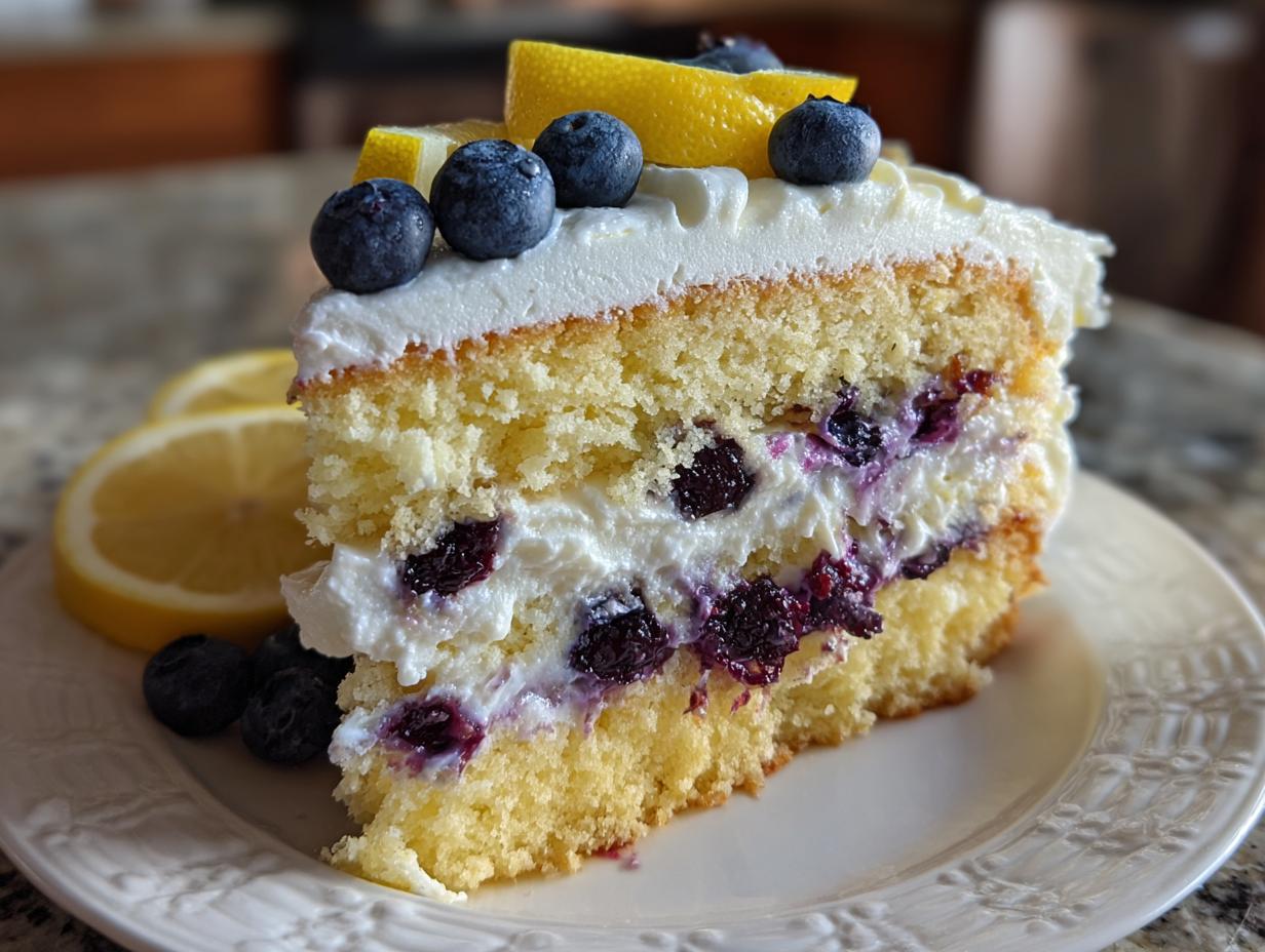 Creamy Whipped Lemon Blueberry Cake: Dangerously Good