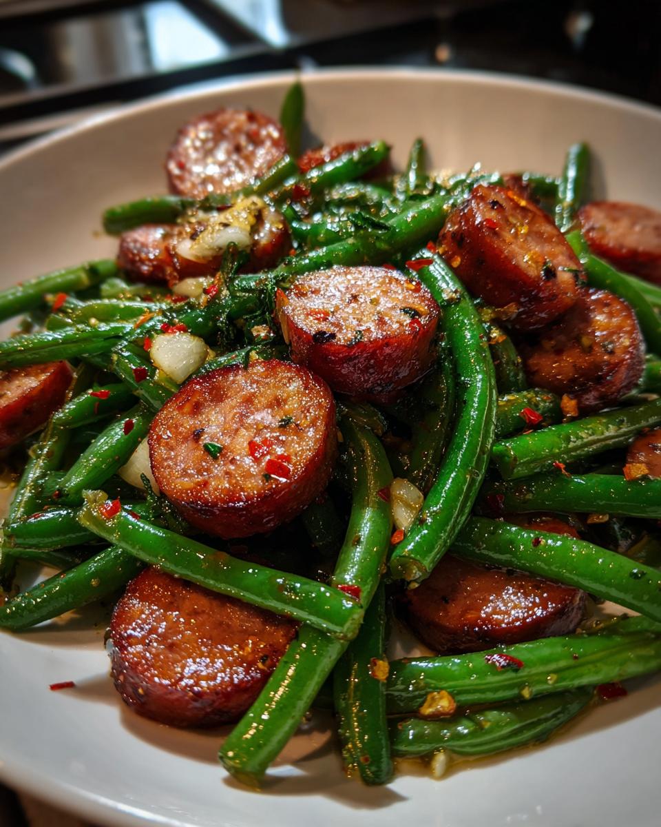 Garlic Butter Green Beans  & Keilbasa - detail 2