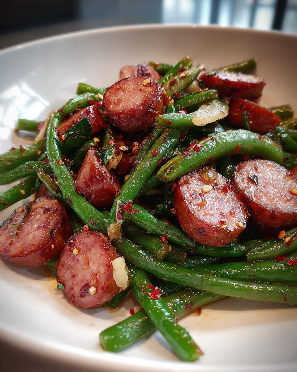 Garlic Butter Green Beans  & Keilbasa - detail 3