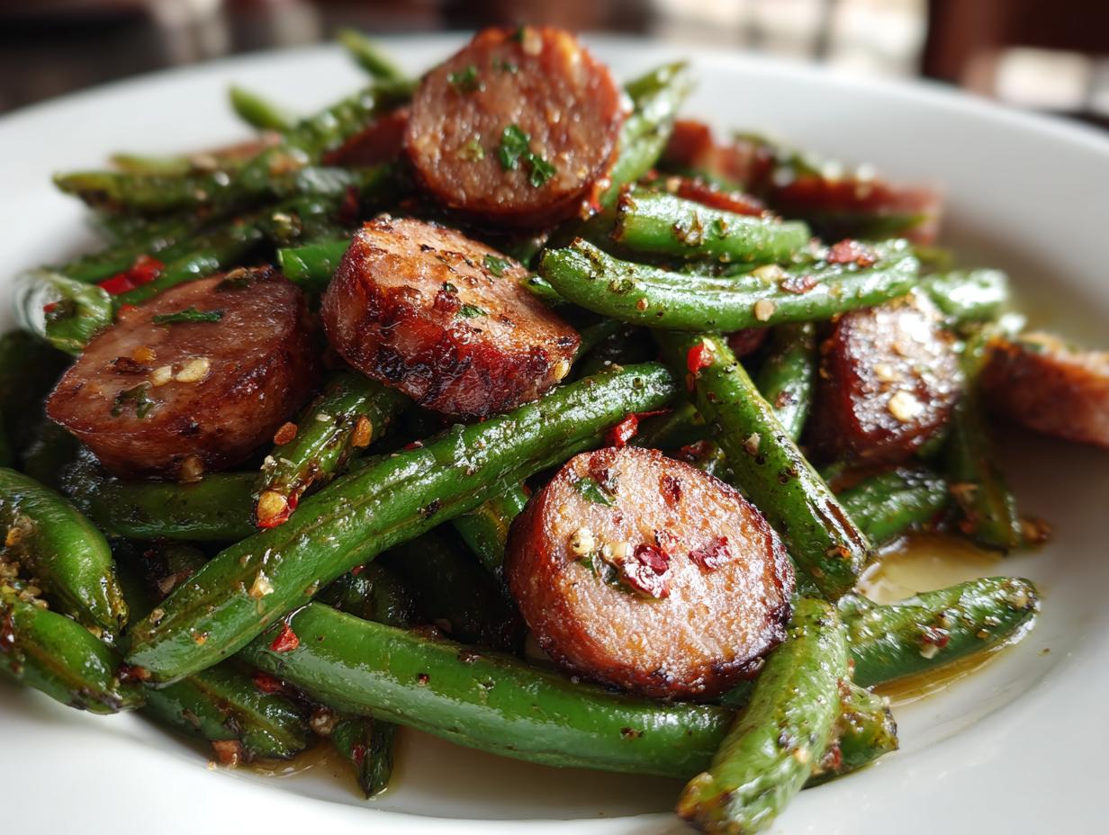 Bite into Garlic Butter Green Beans & Keilbasa in 30 Min