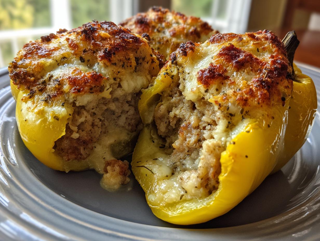 Devour 6 Delicious Hearty Italian Sausage Stuffed Banana Peppers