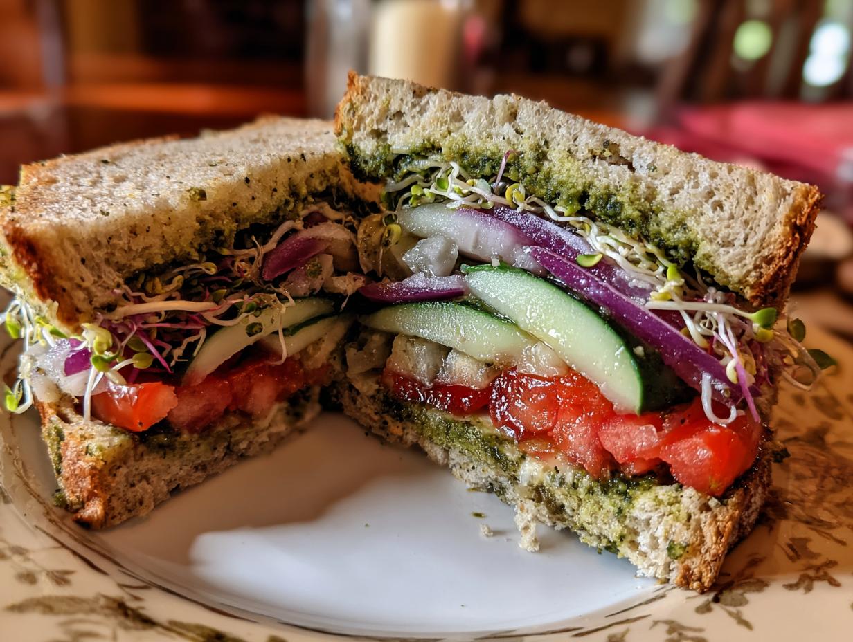 Hearty Pesto Veggie Sandwich: Ditch Sad Lunches Now