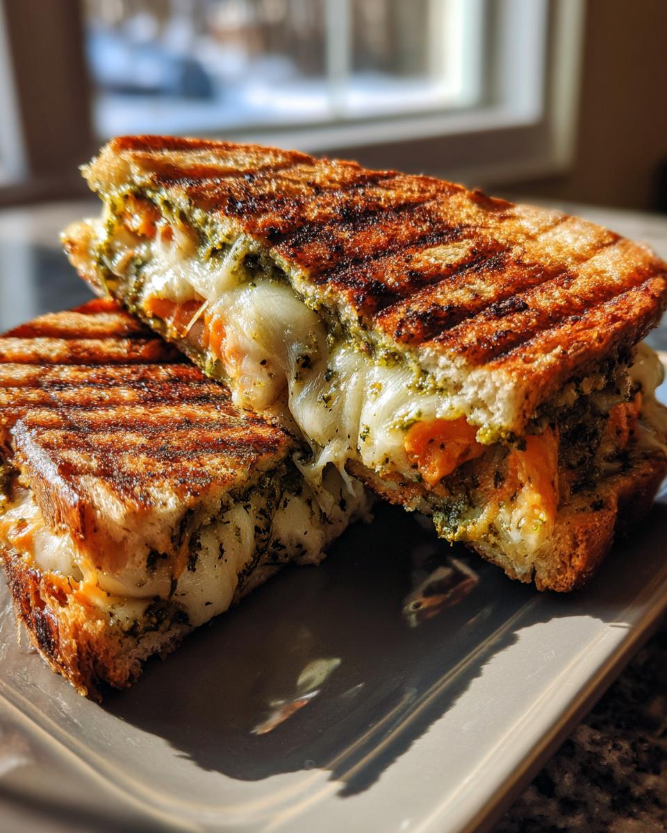 Perfectly Grilled Cheddar Pesto Paninis - detail 3
