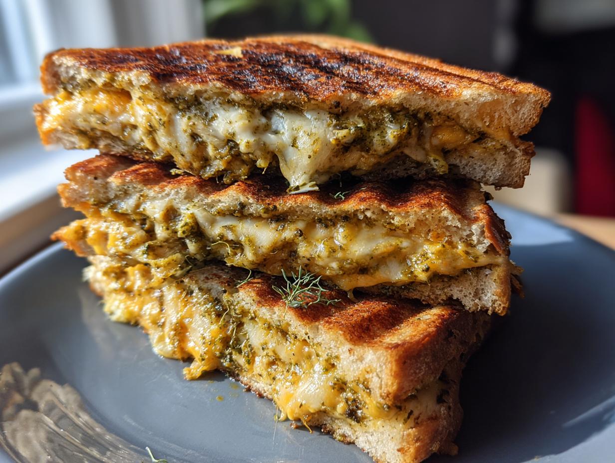 Devastatingly Good Perfectly Grilled Cheddar Pesto Paninis