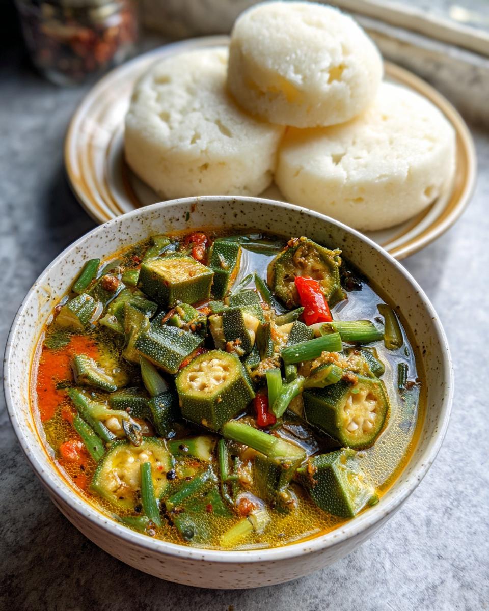 Simple Plantain Fufu And Okra Soup - detail 2