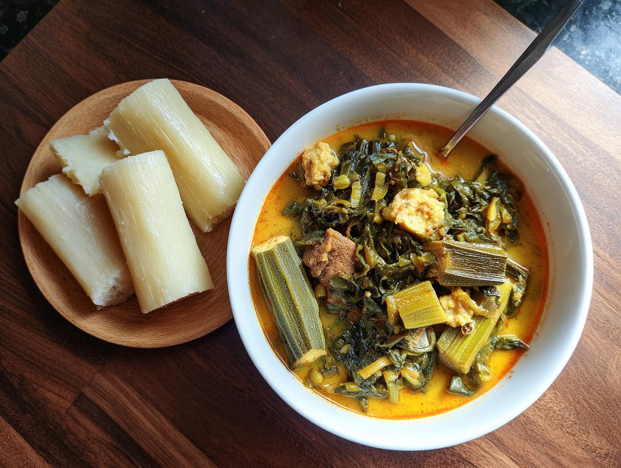 Simple Plantain Fufu And Okra Soup: Delicious Under 60 Min