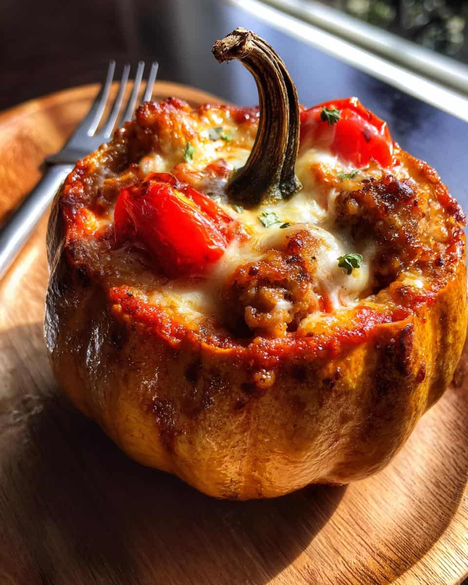 Easy Pizza-Stuffed Pumpkins – Halloween Dinner - detail 1