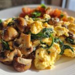Fluffy Mushroom Spinach Scrambled Eggs