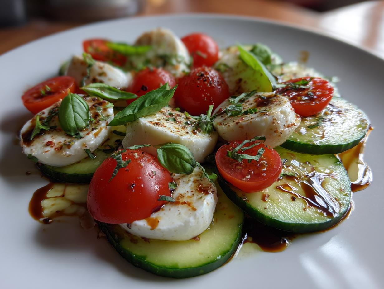 Fresh Cucumber Caprese Salad in Just 15 Minutes