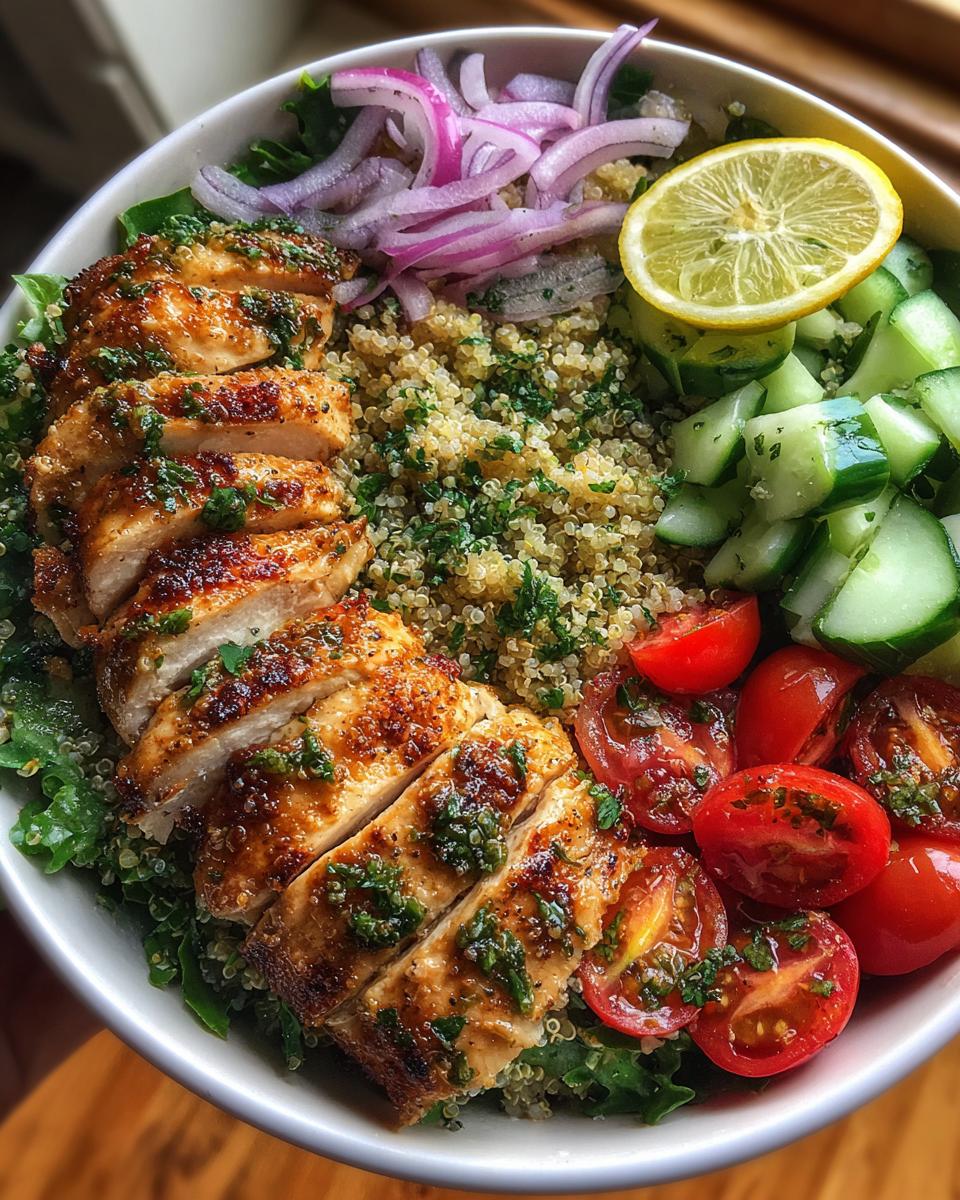 Fresh Grilled Chicken Bowls with Herbs and Veggies - detail 1