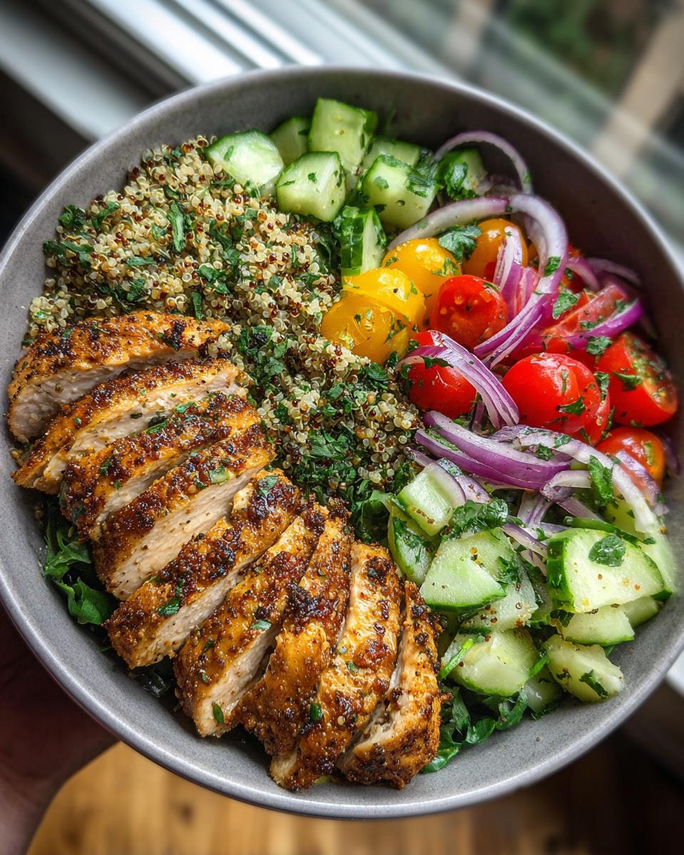 Fresh Grilled Chicken Bowls with Herbs and Veggies - detail 3