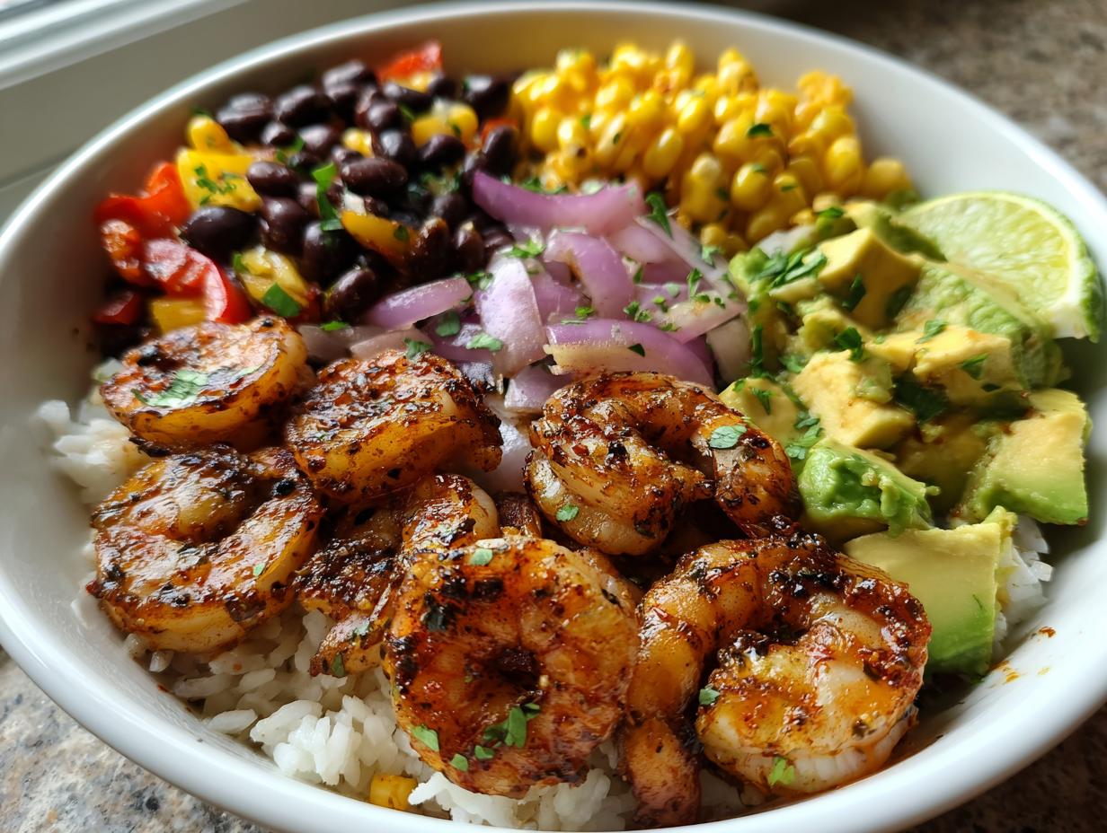 This Incredible Healthy Fiesta Shrimp Rice Bowl