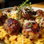 Lemon Thyme Meatballs with Pumpkin Orzo