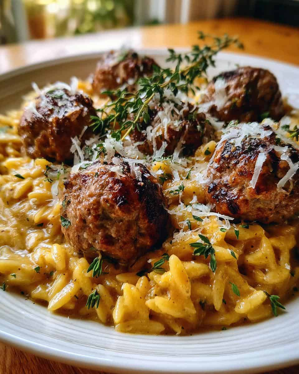 Lemon Thyme Meatballs with Pumpkin Orzo - detail 2