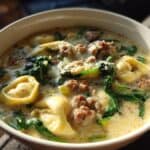 One-Pot Creamy Sausage Tortellini Soup