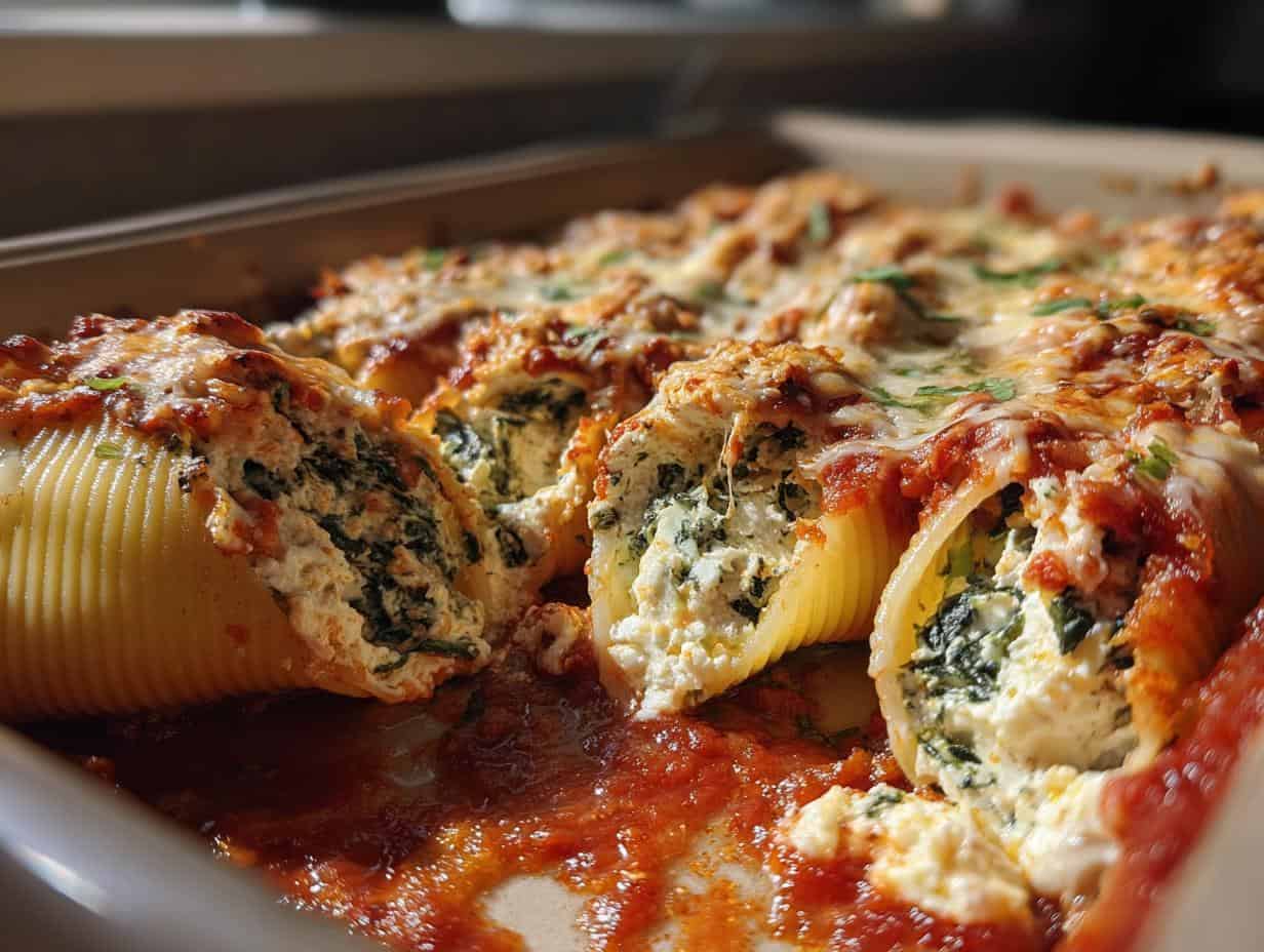 Heavenly Spinach and Ricotta Stuffed Shells, 2 Cheeses