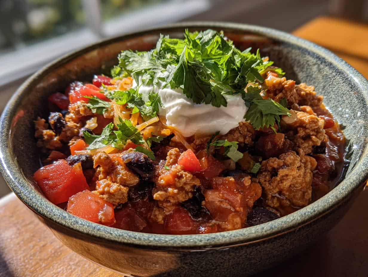 Enjoy 30-Minute Turkey and Black Bean Chili, a Guilty Dish