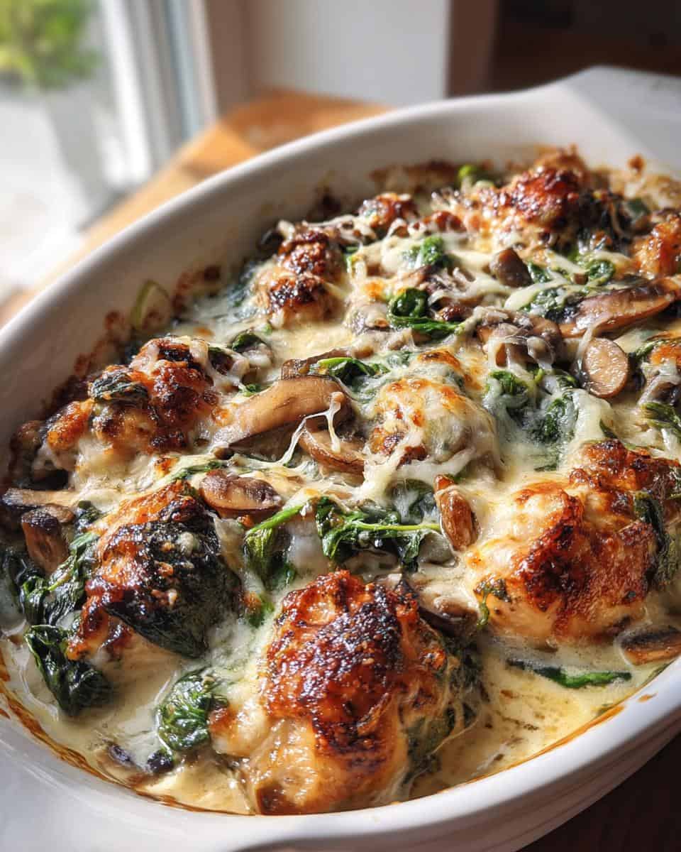 Easy Low-Carb Chicken Spinach Mushroom Bake - detail 1