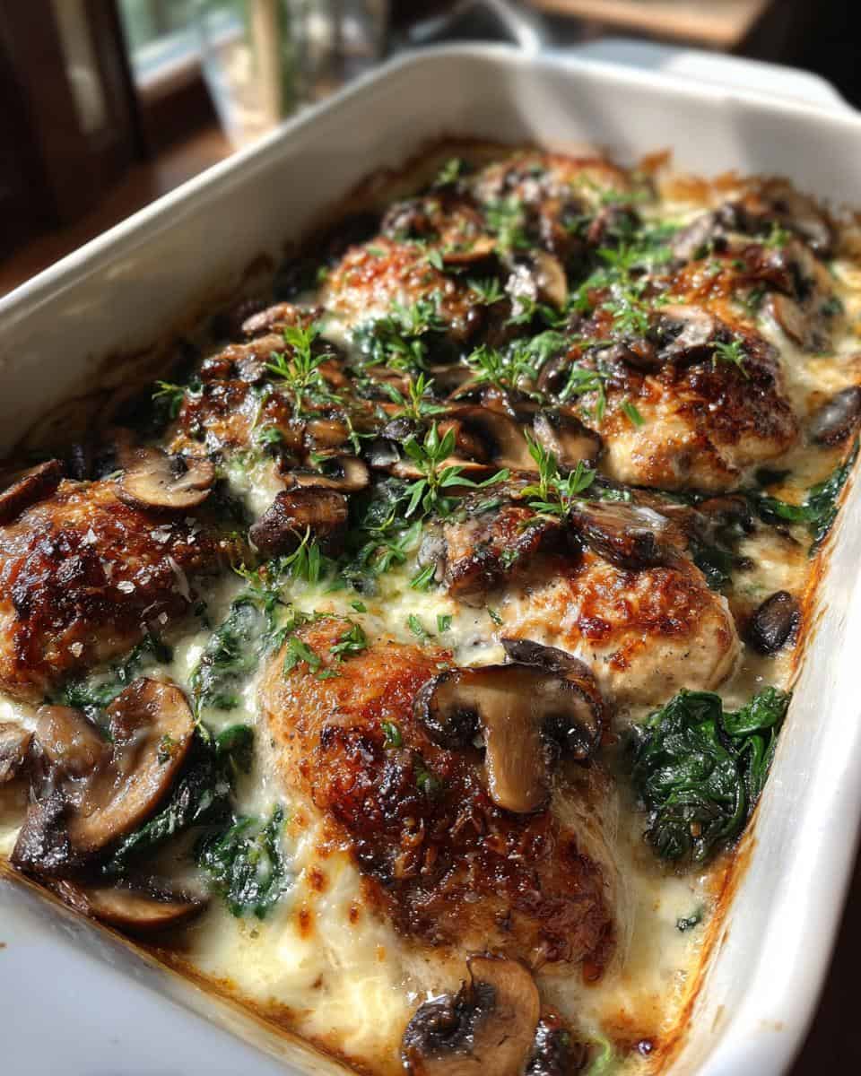 Easy Low-Carb Chicken Spinach Mushroom Bake - detail 2