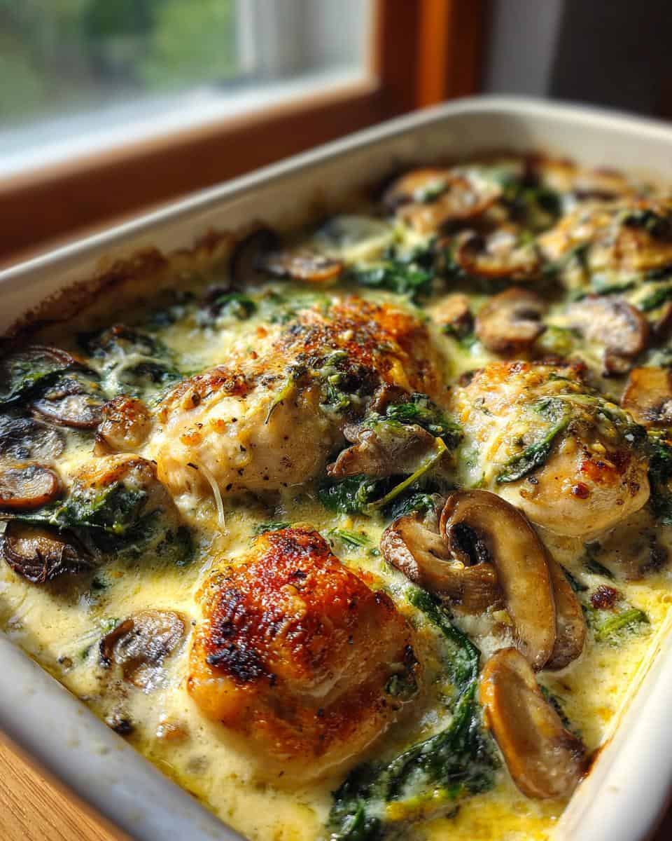 Easy Low-Carb Chicken Spinach Mushroom Bake - detail 3