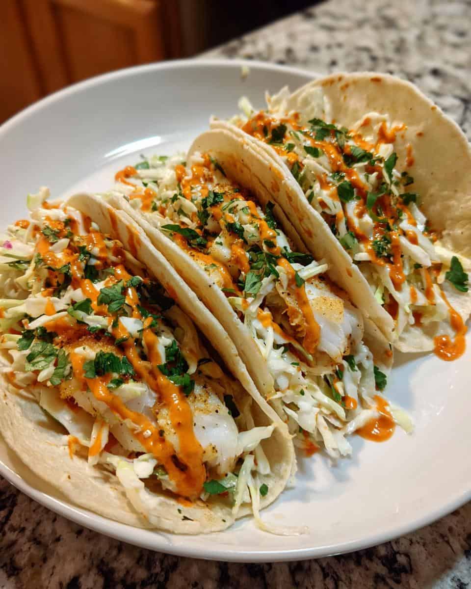 Fish Tacos with Cilantro Slaw and Sriracha Mayo - detail 1