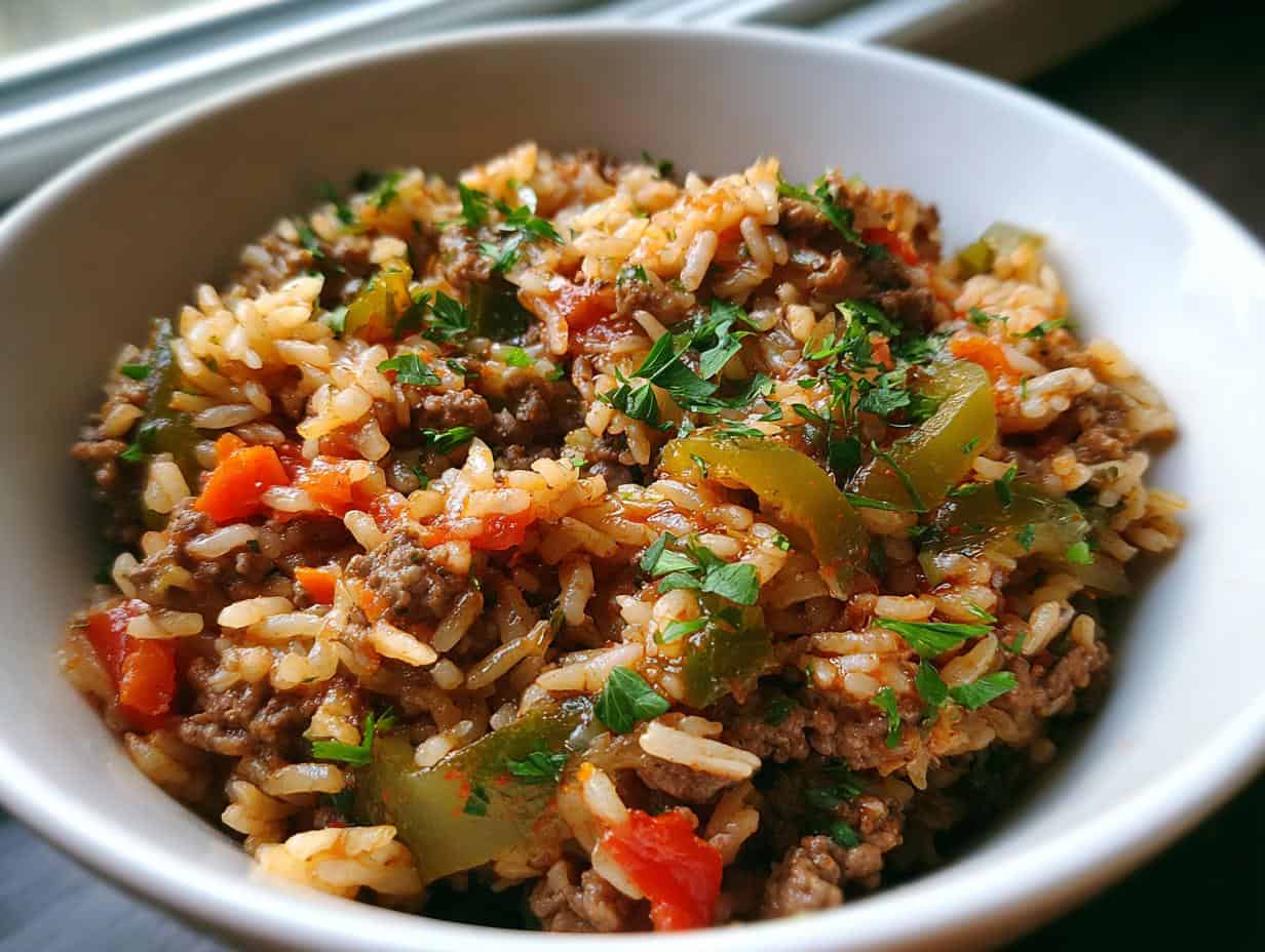Good Healthy Dirty Rice with Ground Beef in 50 Min
