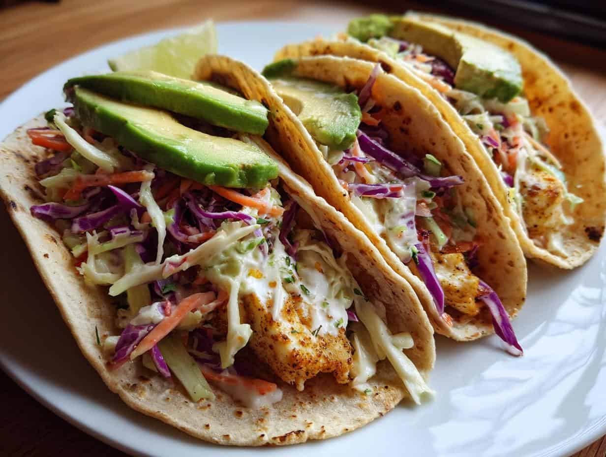 Easy Healthy Tilapia Fish Tacos with Slaw