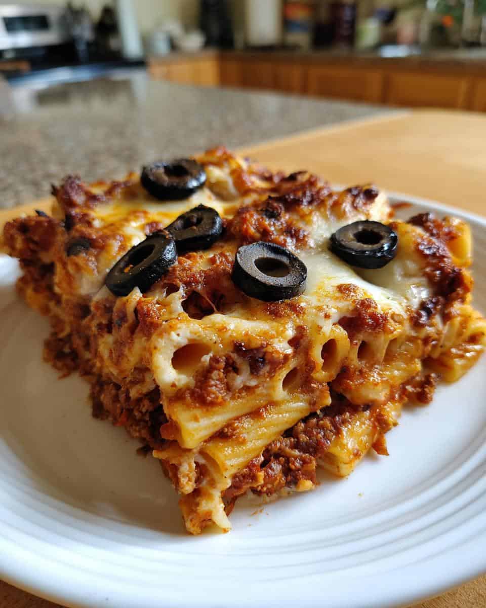 Beefy Baked Ziti with Mozzarella Eyeballs - detail 1