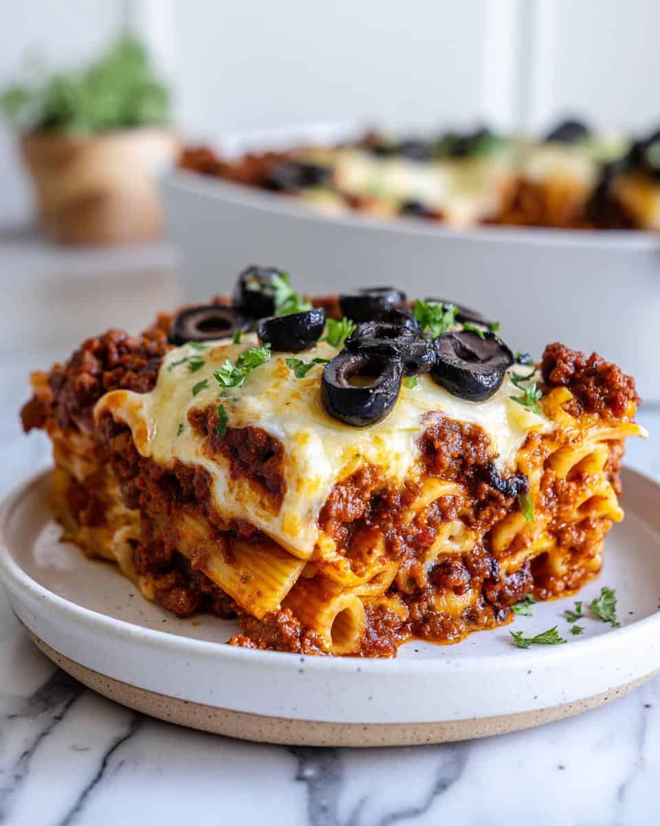 Beefy Baked Ziti with Mozzarella Eyeballs - detail 2