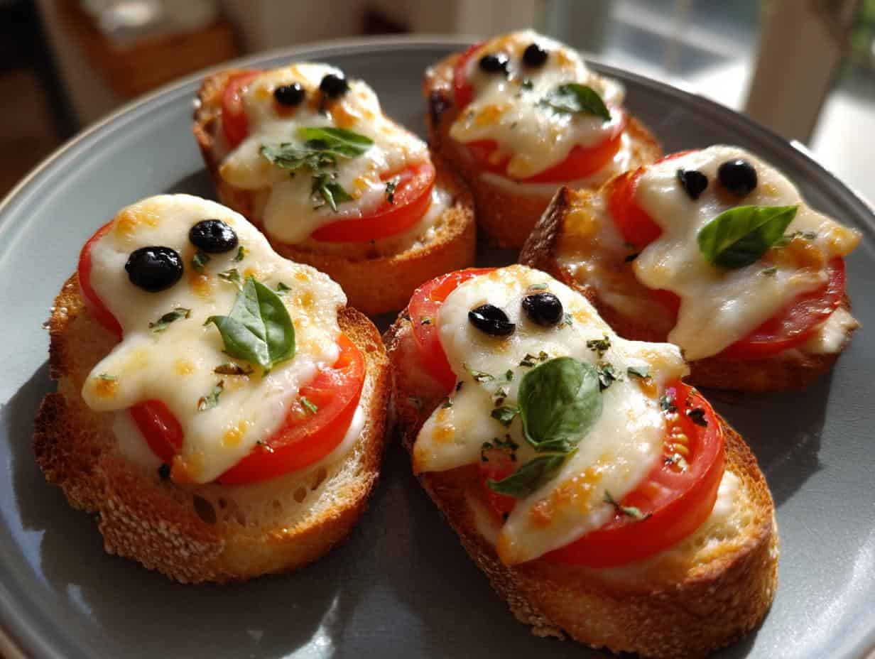 Spooky Caprese Crostini Ghosts Recipe in 25 Minutes