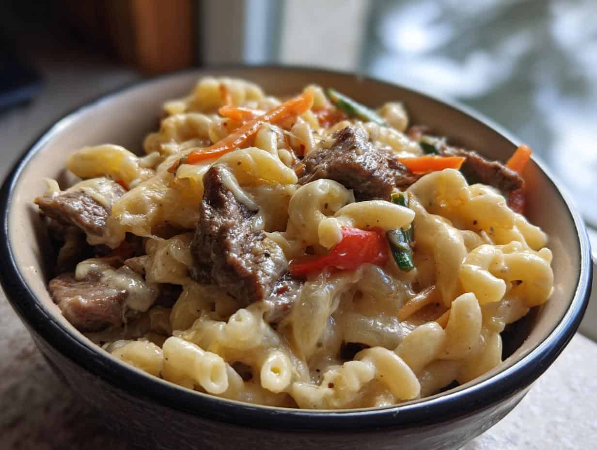Cheesy Philly Steak Mac in 25 Min: Unbelievably Delicious
