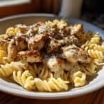 Creamy Garlic Butter Chicken and Rotini in Parmesan Sauce