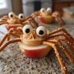 Easy Apple Spiders Halloween Snack