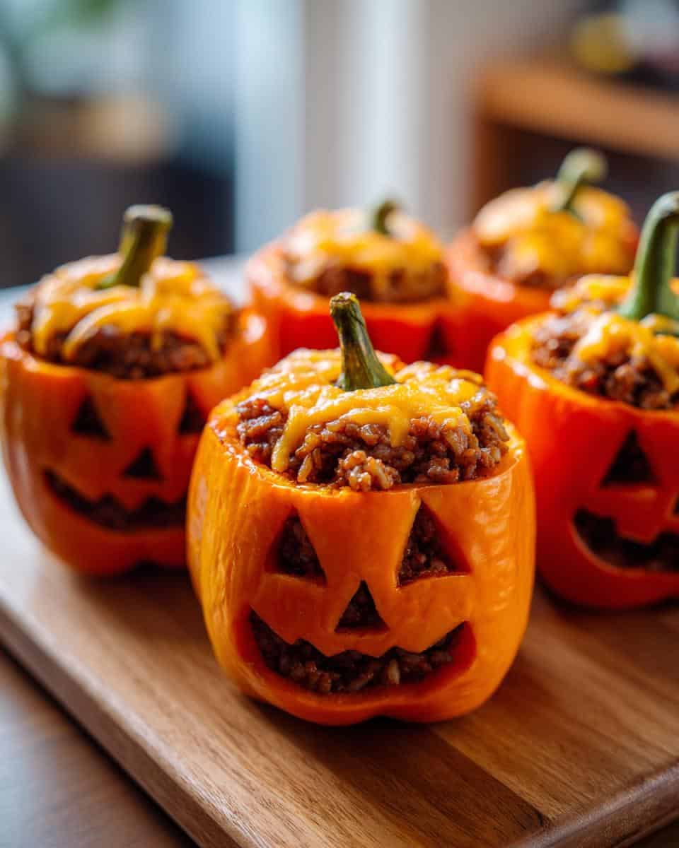 Ground Beef Halloween Stuffed Peppers - detail 1