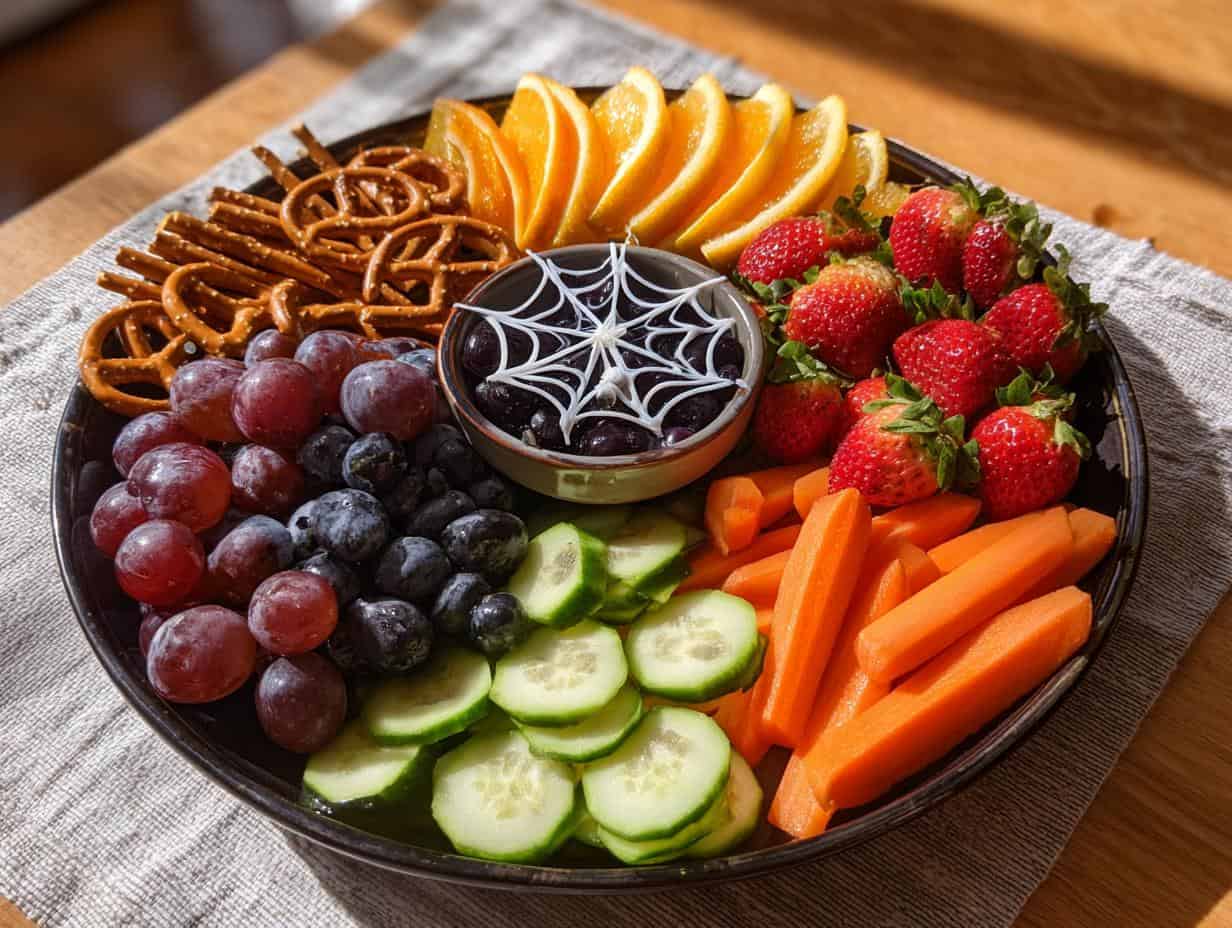 Spooktacular Haunted Halloween Fruit And Veggie Platter: 20 Min
