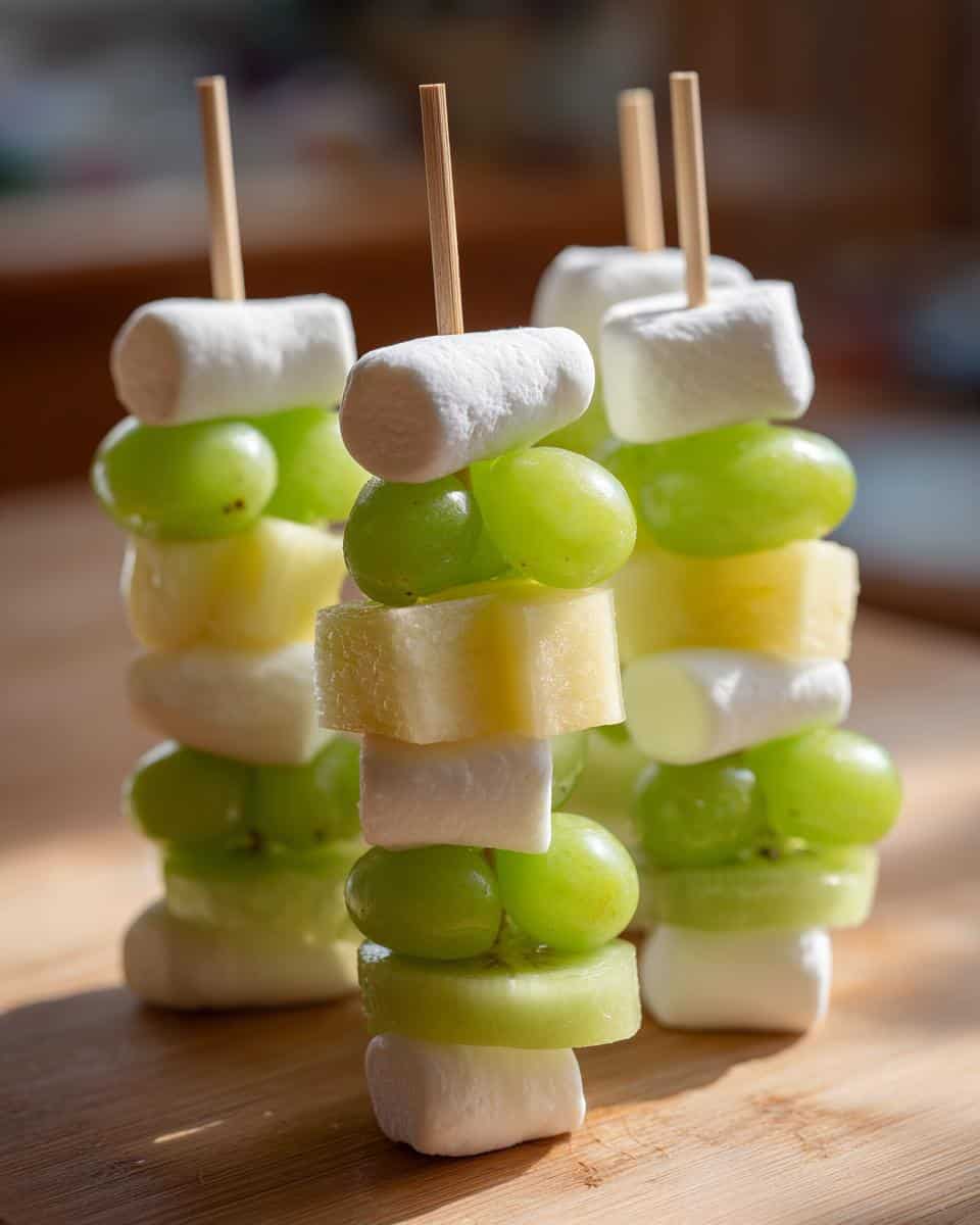 Healthy Halloween Ghost Fruit Kabobs for Kids Parties - detail 1