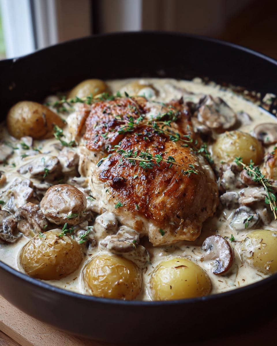 Herb Roasted Chicken in Creamy White Sauce with Mushroom and Potatoes - detail 1
