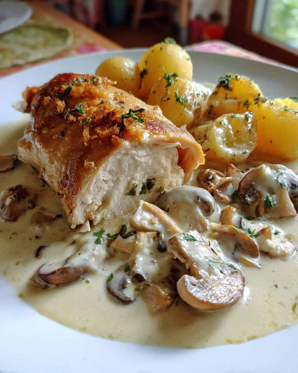 Herb Roasted Chicken in Creamy White Sauce with Mushroom and Potatoes - detail 3