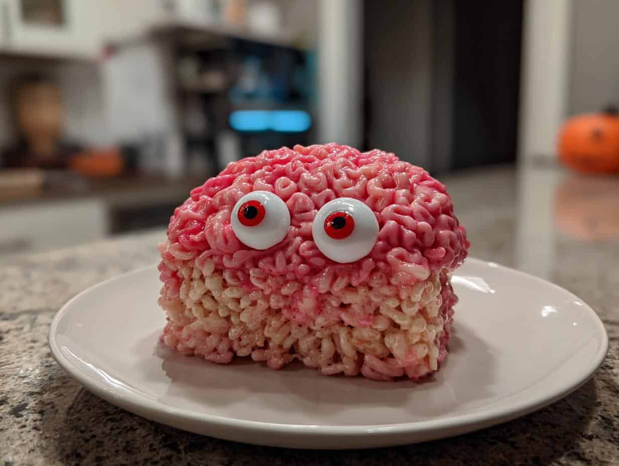 Despicable Marshmallow Rice Krispies Halloween Brains in 30