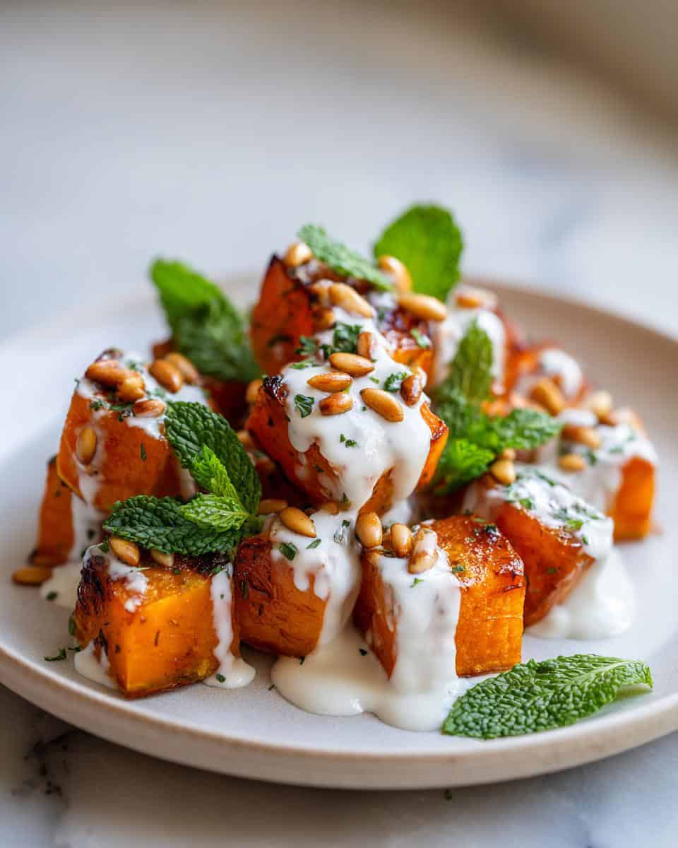 Roasted Pumpkin with Yogurt Sauce and Pine Nuts - detail 1