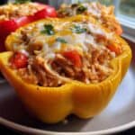 SHREDDED CHICKEN & RICE STUFFED PEPPERS