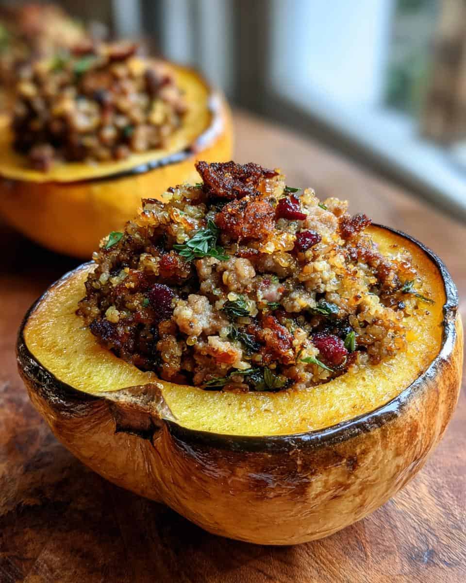Sausage and Mushroom Stuffed Acorn Squash - detail 1