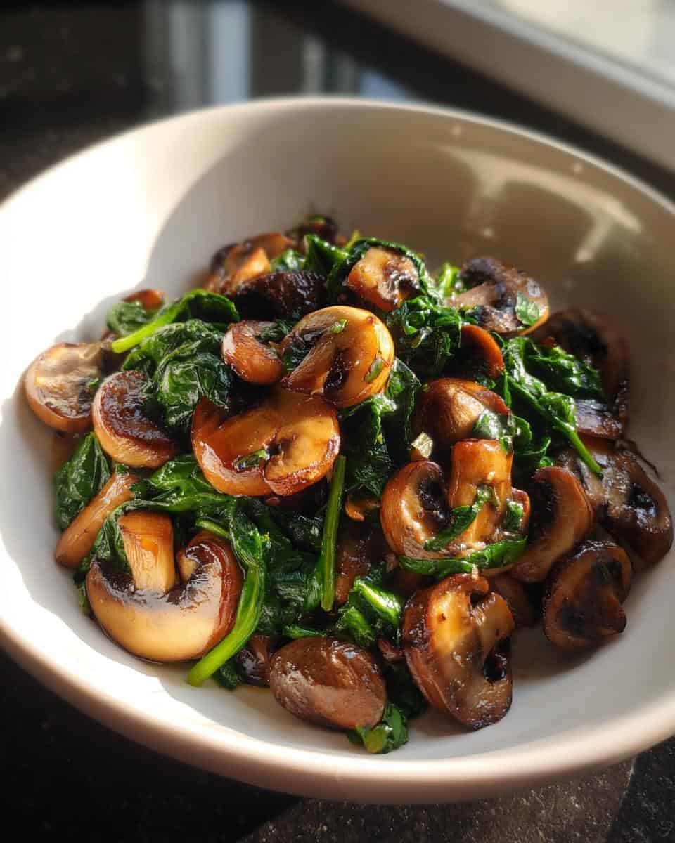 Sauteed Mushrooms with Spinach - detail 1