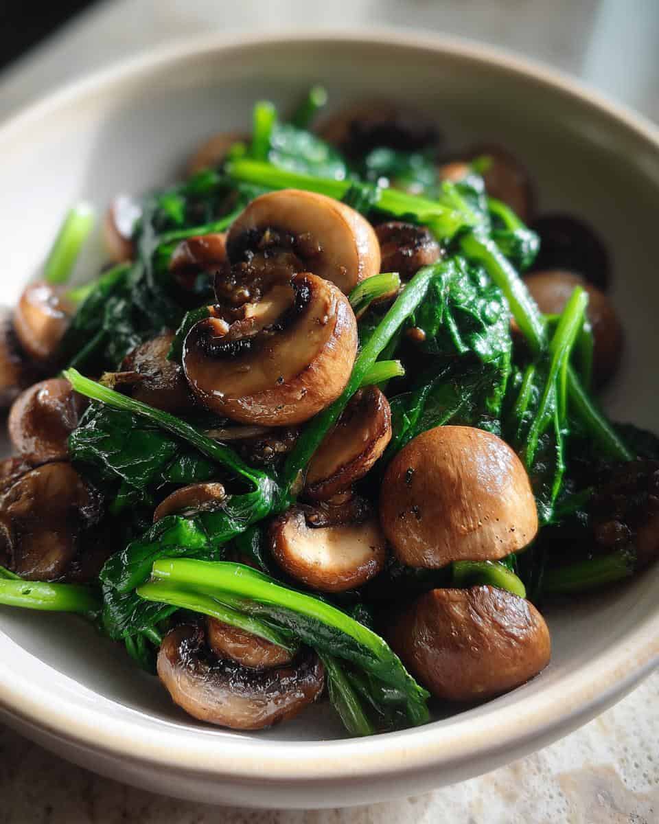 Sauteed Mushrooms with Spinach - detail 3