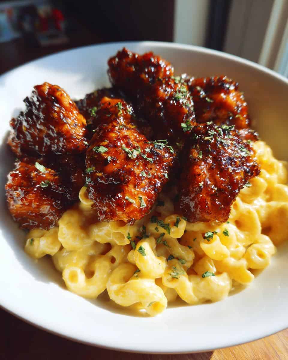 Sweet and Spicy Honey Pepper Chicken with Creamy Mac and Cheese - detail 1