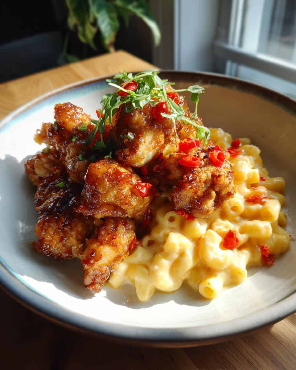 Sweet and Spicy Honey Pepper Chicken with Creamy Mac and Cheese - detail 2